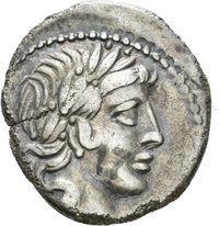 Denar des C. Vibius Pansa mit Darstellung der Minerva in einer Quadriga