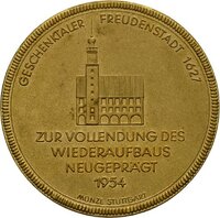 Medaille auf die Vollendung des Wiederaufbaus von Freudenstadt 1954