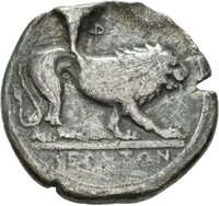 Didrachme aus Elea (Lukanien) mit Darstellung der Athena