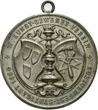 Medaille von Adolf Schwerdt auf das Kostümfest des württembergischen Kunstgewerbevereins Stuttgart am 30. Januar 1886